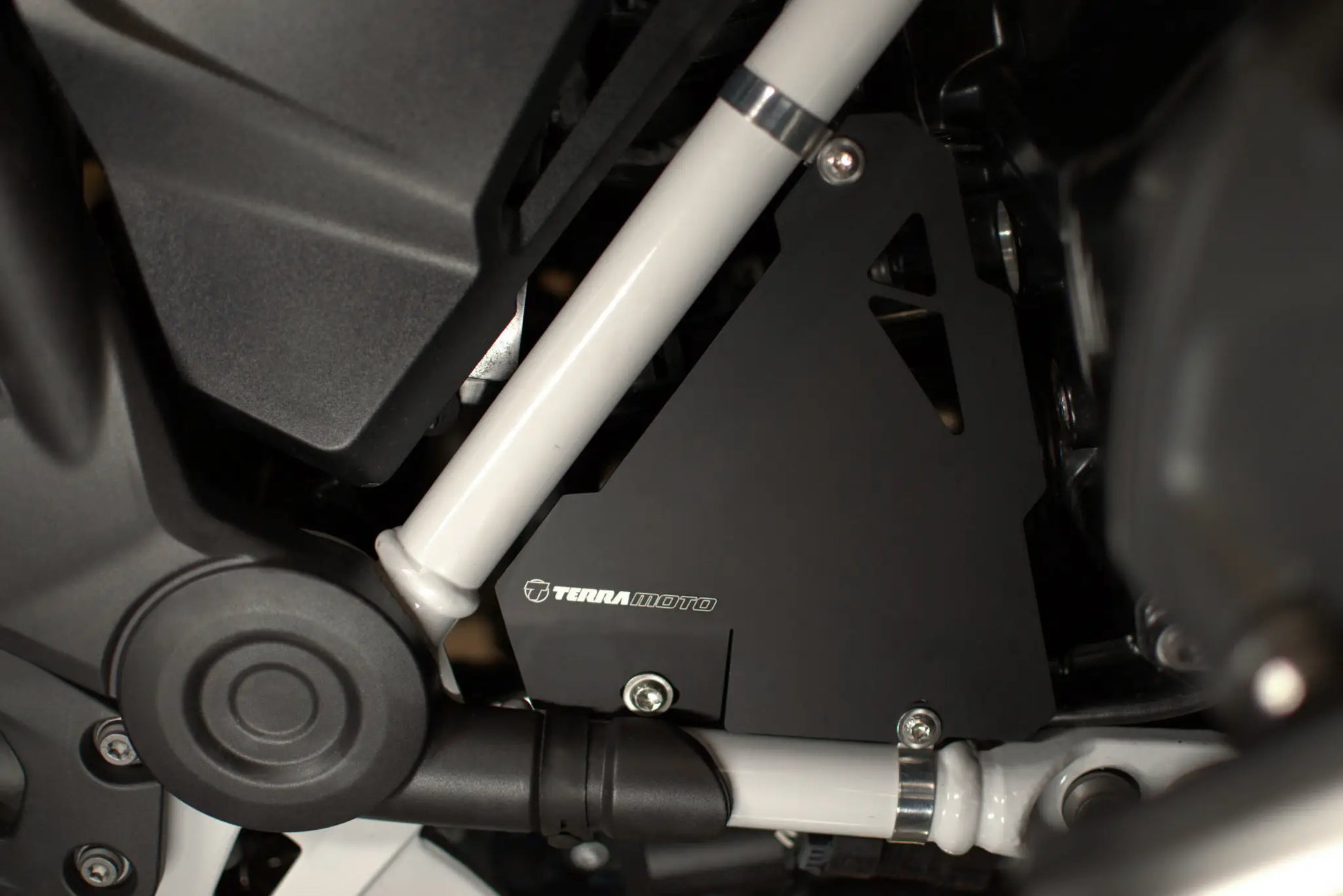 Terra Moto - Starter Guard BMW R1200 & R1250 GS and GS Adventure Front view Webp anodized aluminum protection motorcycle parts